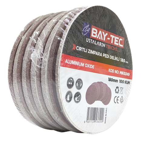 BAY-TEC DELİKLİ CIRTLI ZIMPARA PEDİ 225 mm P100 KUM